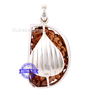 1 Mukhi Rudraksha in Pure Silver Paan Pendant - Bead No. 41