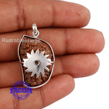 Load image into Gallery viewer, 1 Mukhi Rudraksha in Pure Silver Chakra Pendant - Bead No. 46
