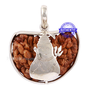 1 Mukhi Rudraksha in Pure Silver Shiva Pendant - Bead No. 71