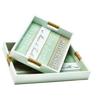 Green and White Tray