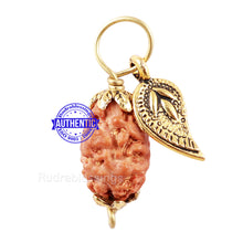 Load image into Gallery viewer, 2 Mukhi Indonesian Rudraksha with Lucky Charm Belpatra Pendant
