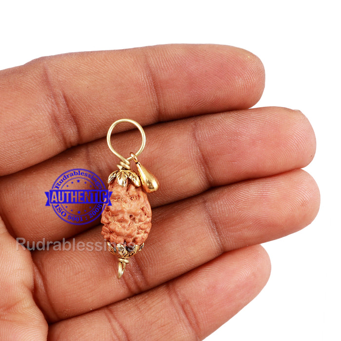 2 Mukhi Indonesian Rudraksha with Lucky Charm Gada Pendant
