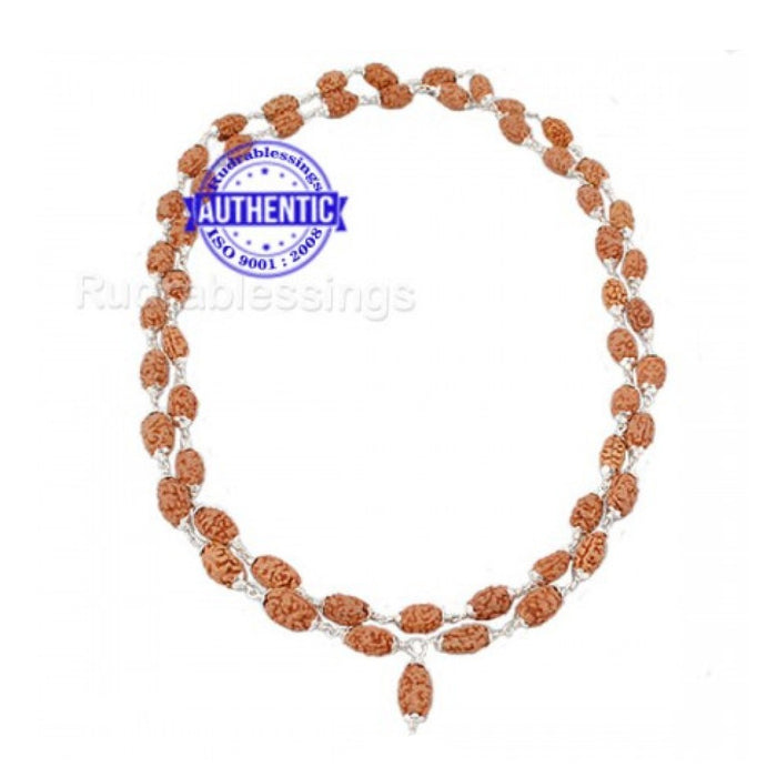 3 Mukhi Agni Rudraksha Mala - 2 (54+1) (Pure Silver)