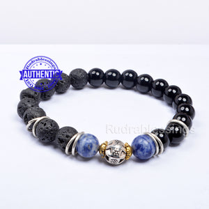 Black Onyx + Amethyst + Lapiz Bracelet