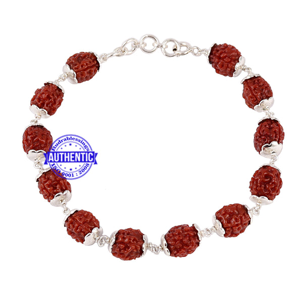 Shop 5 Mukhi Rudraksha Bracelet in Pure Silver 92.5ct Online