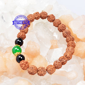 Rudraksha + Black Onyx + Green Onyx  Bracelet