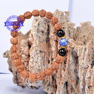 Rudraksha + Black Onyx +  Lapiz Bracelet