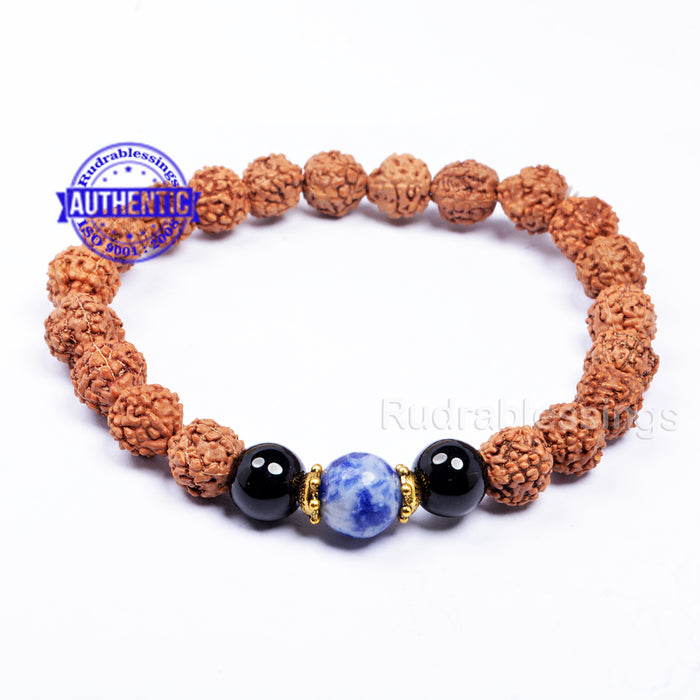 Rudraksha + Black Onyx +  Lapiz Bracelet