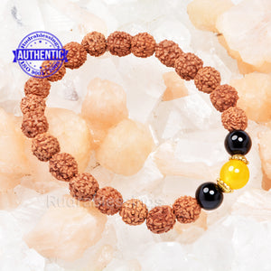Rudraksha + Black Onyx + Yellow Quartz Bracelet