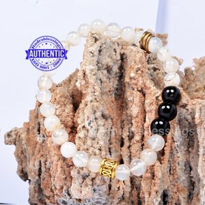 Crystal + Black Onyx + Golden Metal Spacer Bracelet