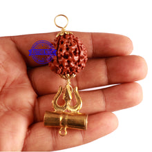 Load image into Gallery viewer, 6 Mukhi Hybrid Rudraksha - Bead No. 48 (with Trishul accessory)
