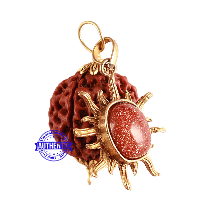 6 Mukhi Hybrid Rudraksha - Bead No. 61 (with Sunstone accessory)