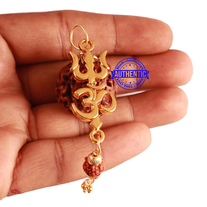 7 Mukhi Hybrid Rudraksha - Bead No. 54 (with Trishul OM accessory)