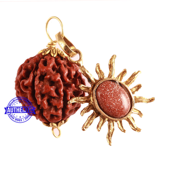 7 Mukhi Hybrid Rudraksha - Bead No. 56 (with Sunstone accessory)