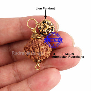 8 Mukhi Rudraksha from Indonesia - Bead No. 189 (with Lion accessory)