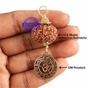 8 Mukhi Rudraksha from Indonesia - Bead No. 192 (with Om pendant)