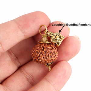 7 Mukhi Rudraksha from Indonesia - Bead No. 1 (With Laughing Buddha Accessory)