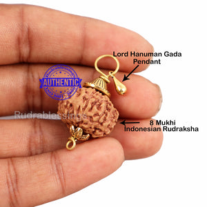 8 Mukhi Rudraksha from Indonesia - Bead No. 183 (with Gada accessory)