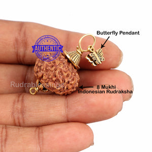 8 Mukhi Rudraksha from Indonesia - Bead No. 187 (with butterfly accessory)