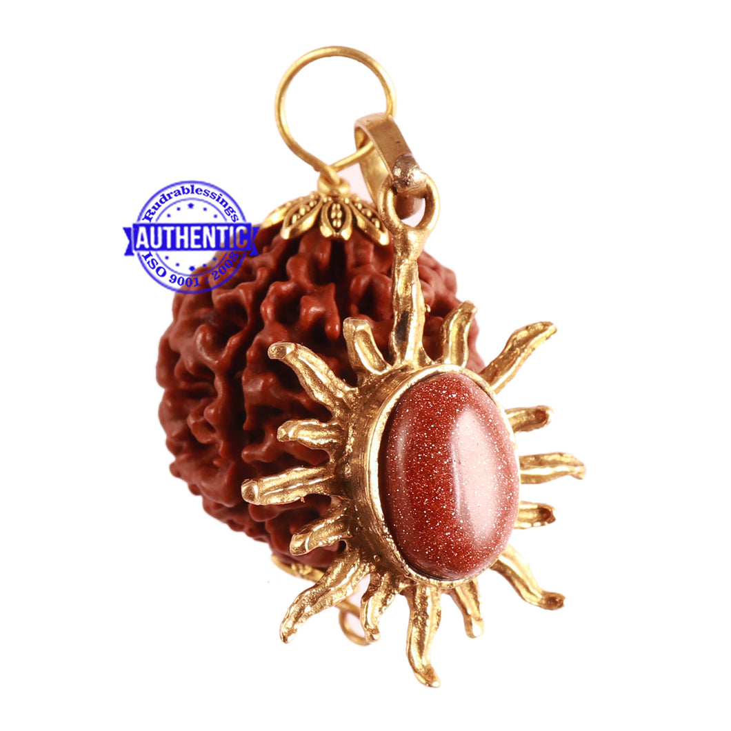 8 Mukhi Hybrid Rudraksha - Bead No. 41 (with Sunstone accessory)