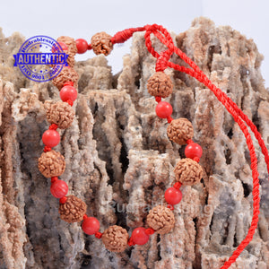 Coral + Rudraksha Bracelet
