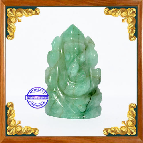 Natural Emerald Ganesha Carving - 12