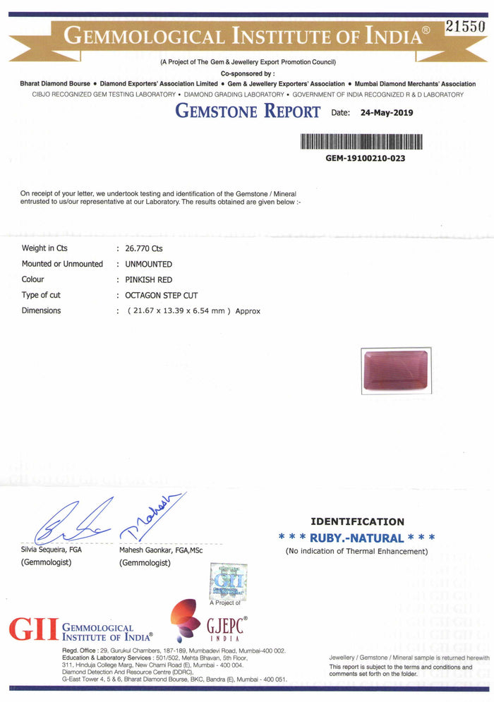 Ruby - 1 - 26.77 cts