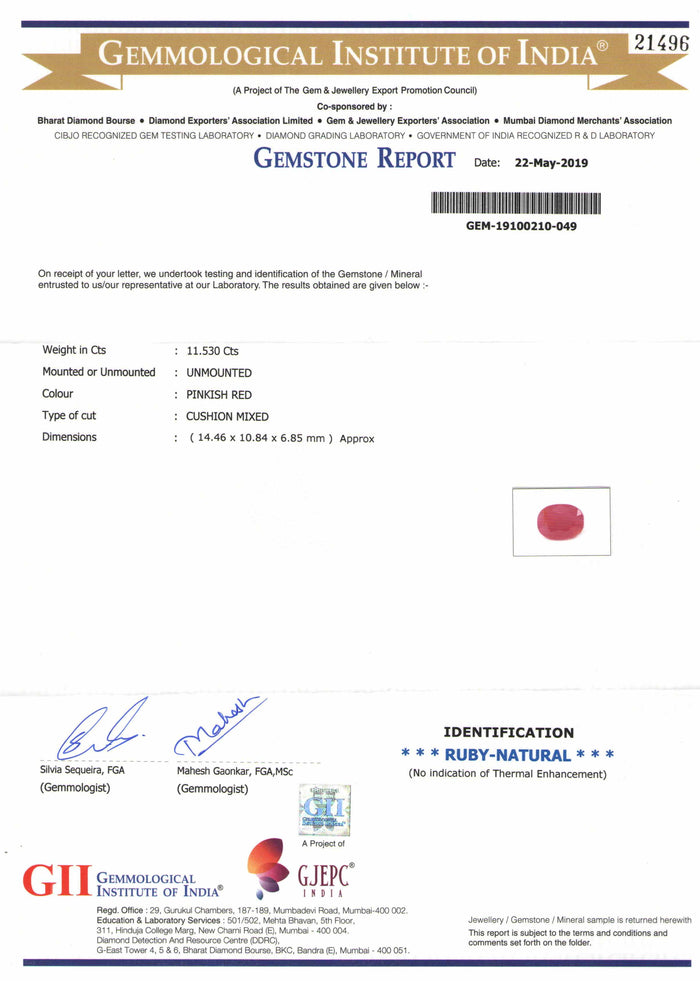 Ruby - 23 - 11.53 carats