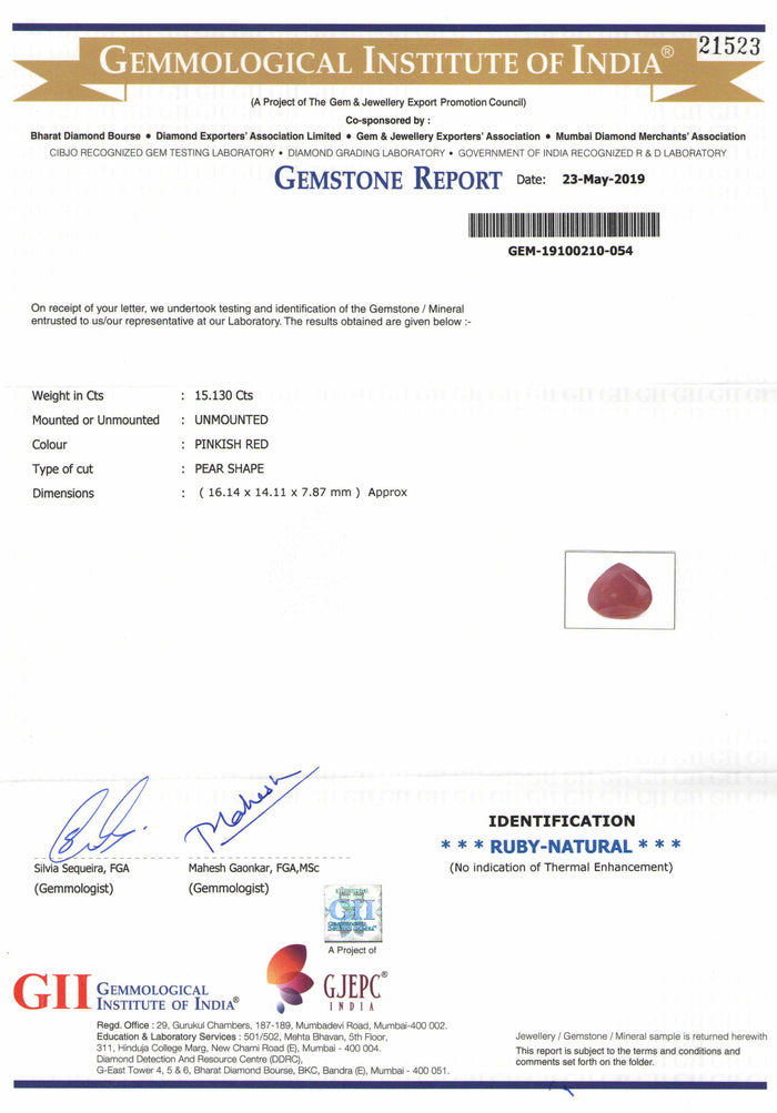 Ruby - 28 - 15.13 carats