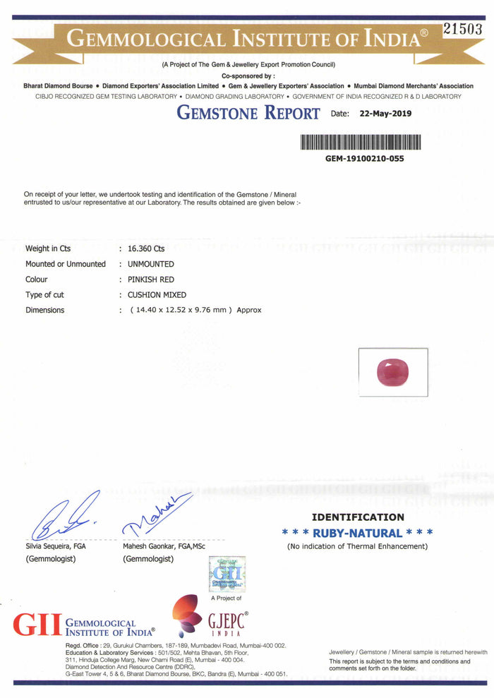 Ruby - 29 - 16.36 carats