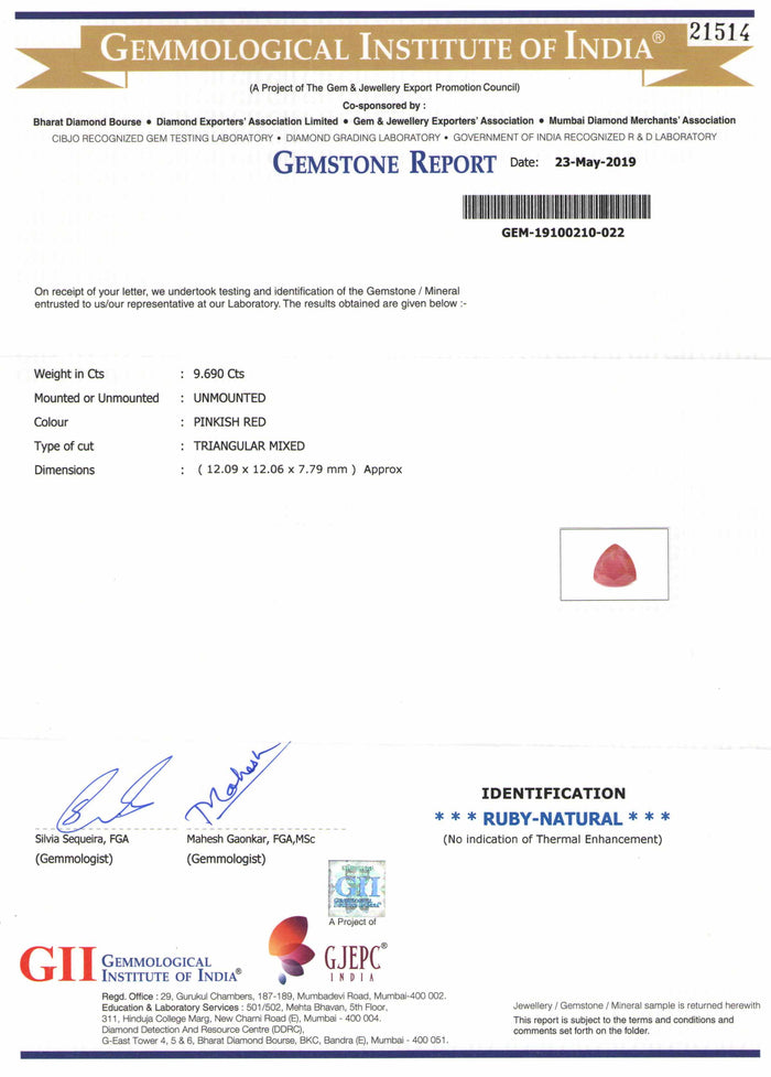 Ruby - 36 - 9.69 carats