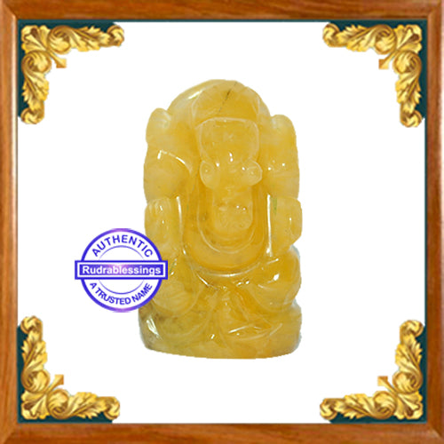 Yellow Agate Ganesha Carving - 3