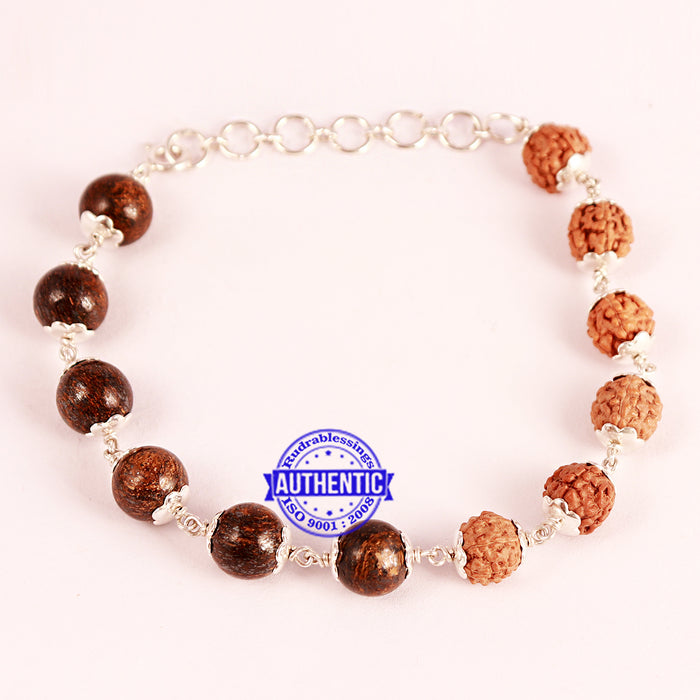 Bronzite Rudraksha Bracelet (Pure Silver) - 2