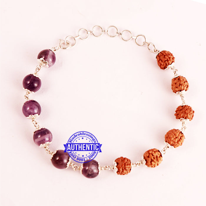 Amethyst Rudraksha Bracelet (Pure Silver) - 2