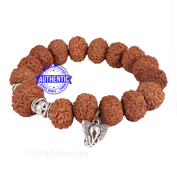 9 Mukhi Pure Silver Rudraksha Bracelet - Certified - R Rudraksha