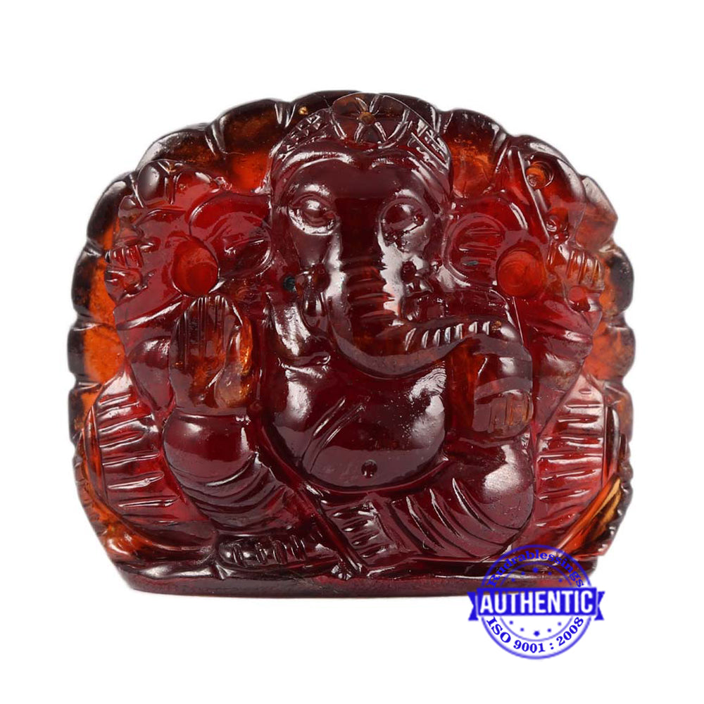 Gomedh / Garnet Ganesha Carving - 2