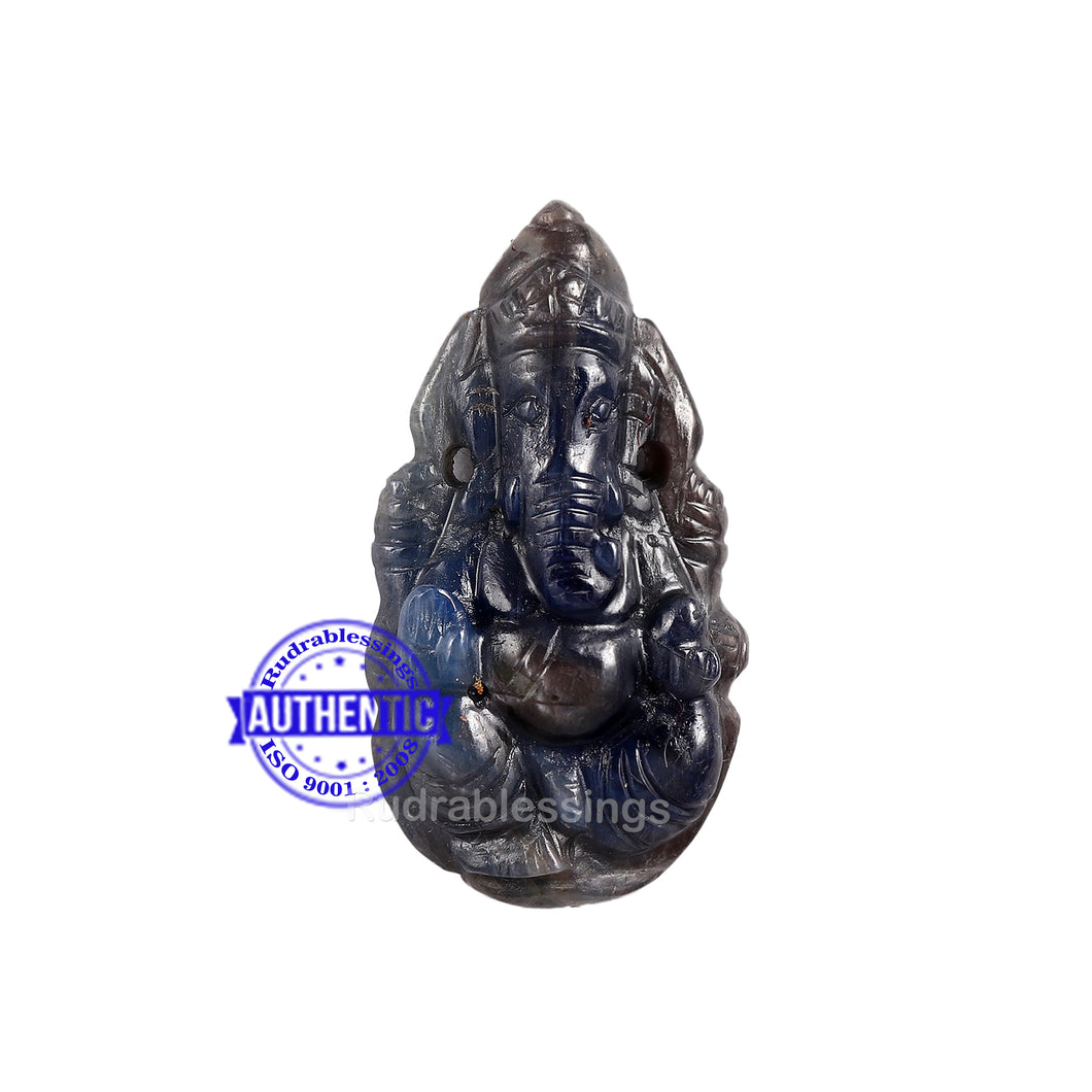 Blue Sapphire Ganesha Carving - 33