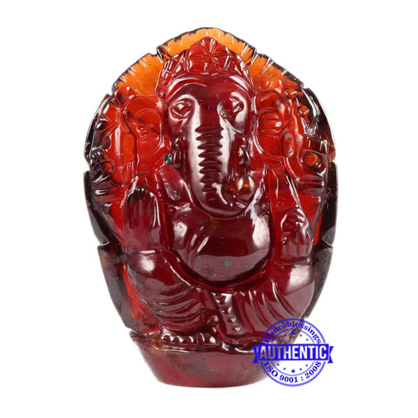 Gomedh / Garnet Ganesha Carving - 8
