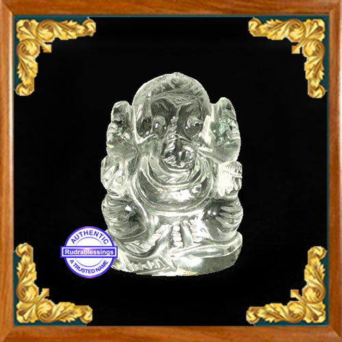 Clear Quartz Sphatik Ganesha Carving - 18