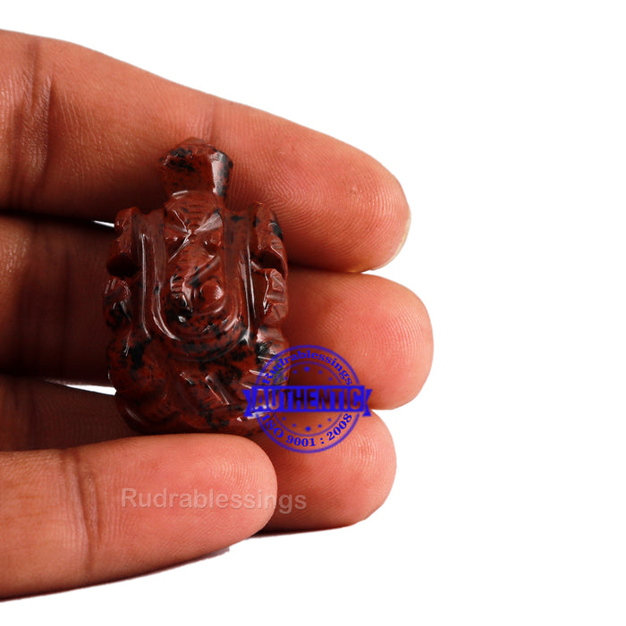 Mahagony Obsidian Ganesha Statue - 88 A