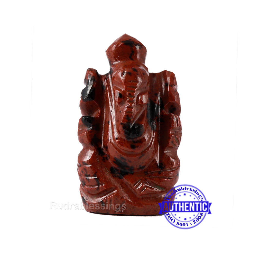 Mahagony Obsidian Ganesha Statue - 88 B