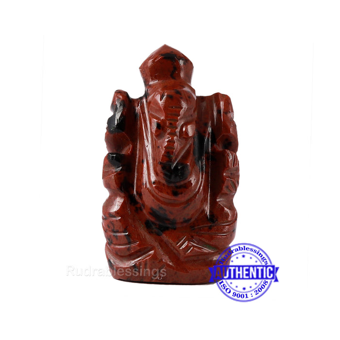 Mahagony Obsidian Ganesha Statue - 88 B
