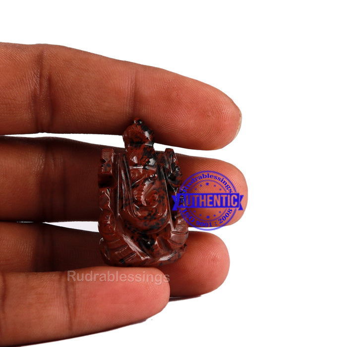 Mahagony Obsidian Ganesha Statue - 88 C
