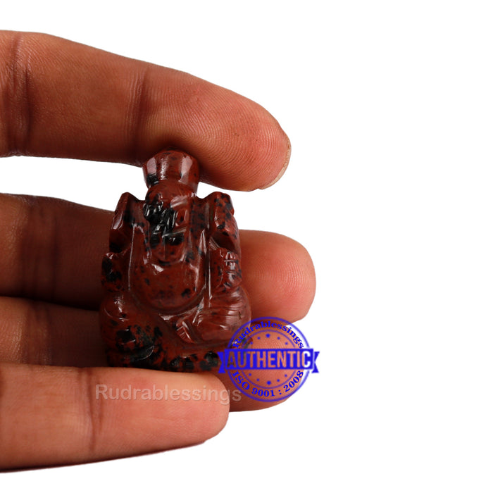 Mahagony Obsidian Ganesha Statue - 88 D