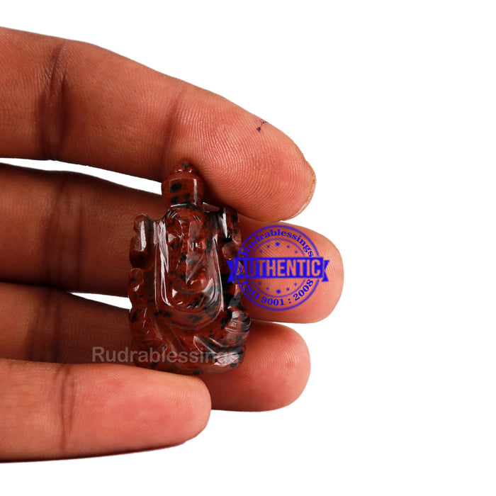 Mahagony Obsidian Ganesha Statue - 88 E