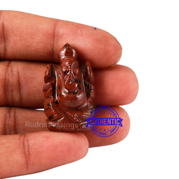 Mahagony Obsidian Ganesha Statue - 88 F