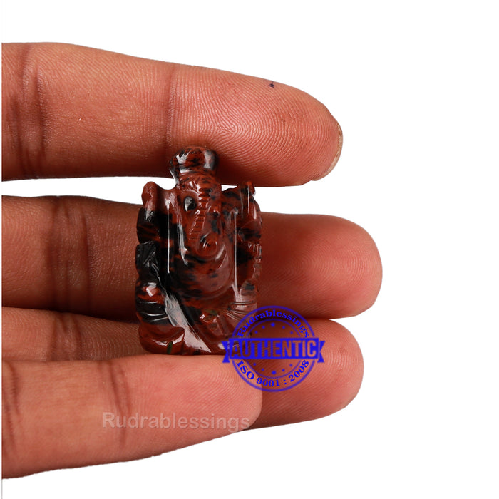 Mahagony Obsidian Ganesha Statue - 88 i