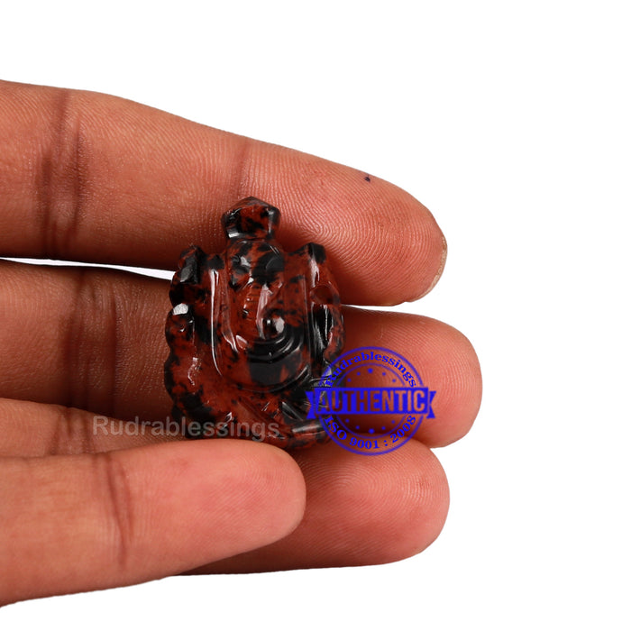 Mahagony Obsidian Ganesha Statue - 88 J