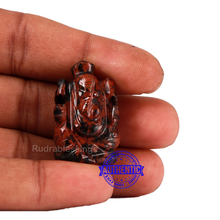 Mahagony Obsidian Ganesha Statue - 88 K