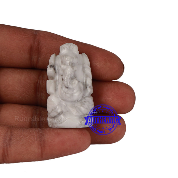 Howlite Ganesha Statue - 105 A